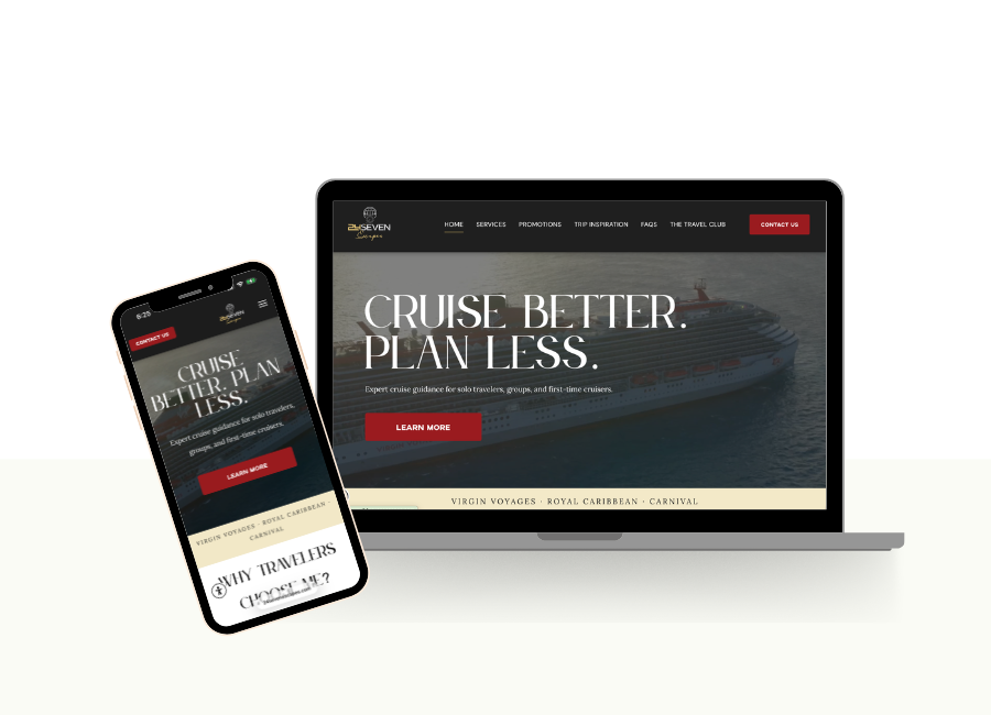 24Seven Escapes website on laptop and phone