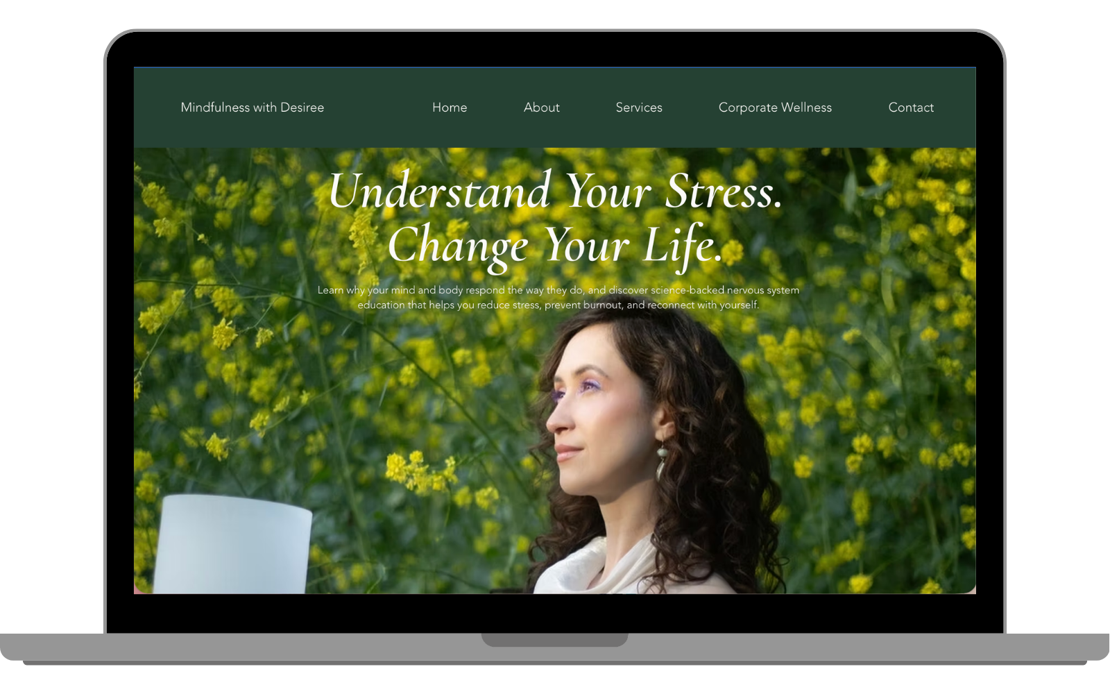 Mindfulness with Desiree website on laptop, with the mobile booking flow alongside