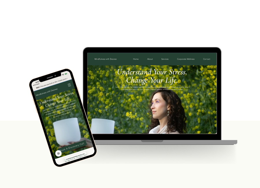Mindfulness with Desiree website on laptop and phone